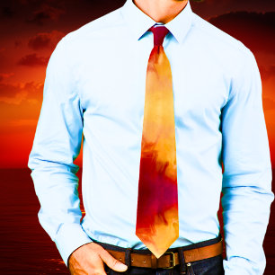 Corbata naranja óxido acuarela abstracta moderna