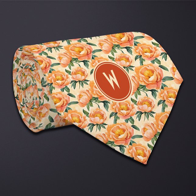 Corbata Naranja Peonies Floral (Subido por el creador)