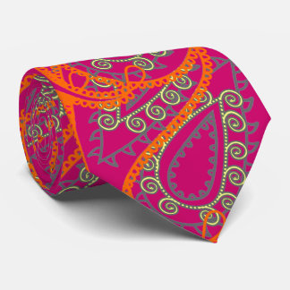 Corbata Naranja Pink Paisley Peacock Colors Boda Tie