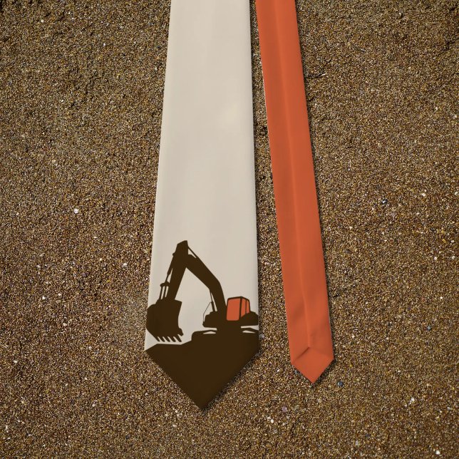 Corbata Naranja Profundo y Marrón - Excavadora (Deep Orange & Brown - Excavator Neck Tie)