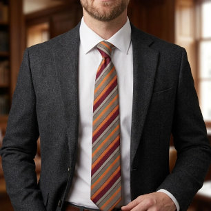 Corbata Naranja Quemada Gris Carbón Burgundy Multi-Franel