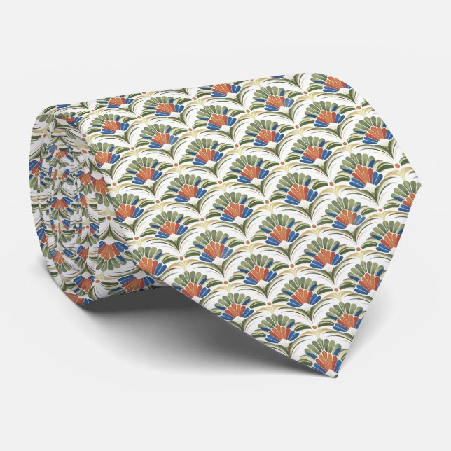 Corbata Naranja Quemada Silenciada, Melocotón, Azul, Oliva (Enrollado)