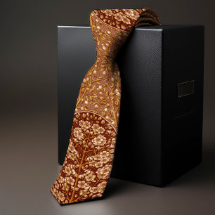 Corbata Naranja Quemado Floral de la Era Victoriana Snowbe