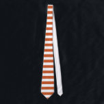 Corbata Naranja quemado y franja horizontal blanca<br><div class="desc">Mira nítida en esta corbata con rayas horizontales blancas y naranjas quemadas.</div>