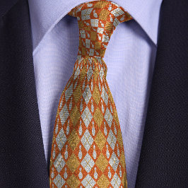 Corbata Naranja Retro Argyle Bowling Pin