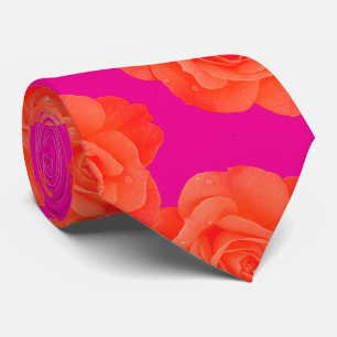 Corbata Naranja rosa caliente Rosa floral Colorante de ven