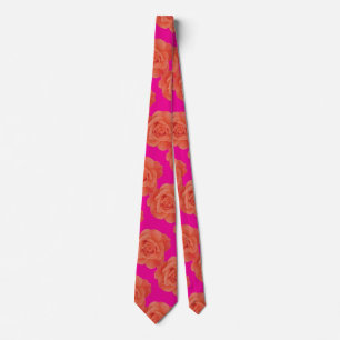 Corbata Naranja Rosa floral rosado caliente Colorido moder