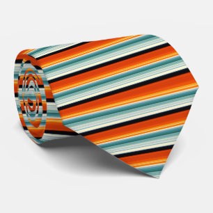 Corbata Naranja Teal Rayado
