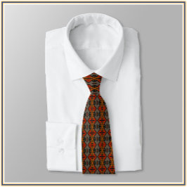 Corbata Naranja tribal y patrón oro