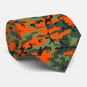 Corbata Naranja, verde claro, verde oscuro, camuflaje negr