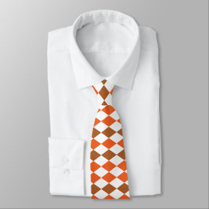 Corbata Naranja Verde Diamante Geométrico