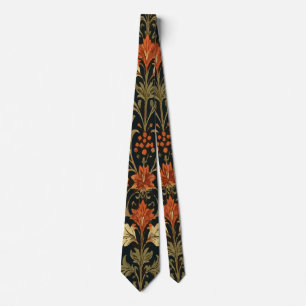 Corbata Naranja Vintage y Floral Amarillo, Elegante