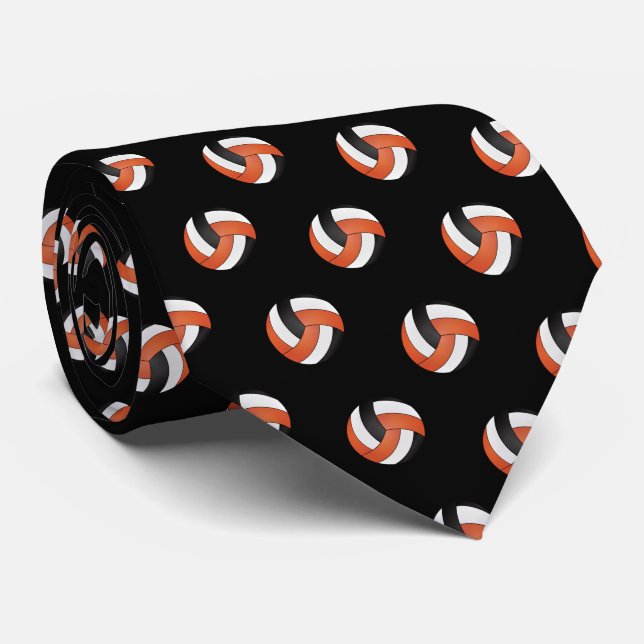 Corbata Naranja, voleibol blanco y negro (Enrollado)