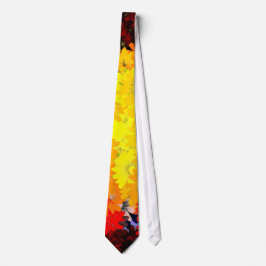 Corbata Naranja y floral amarilla
