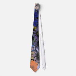 Corbata Naranja y floral azul