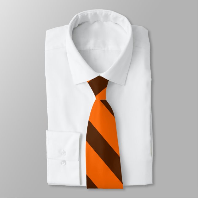 Corbata Naranja y marrón a rayas diagonales (Atado)