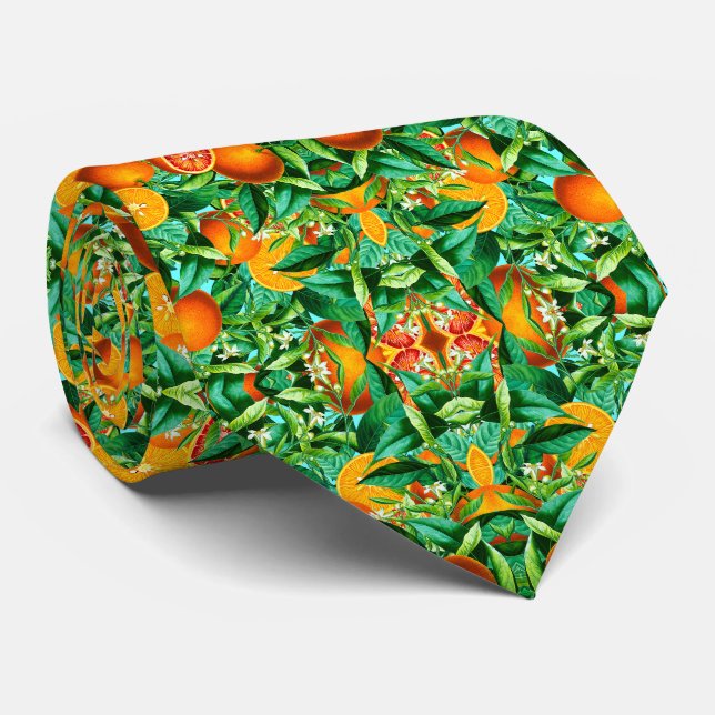 CORBATA NARANJAS TROPICALES TIE DE HOMBRES (Enrollado)