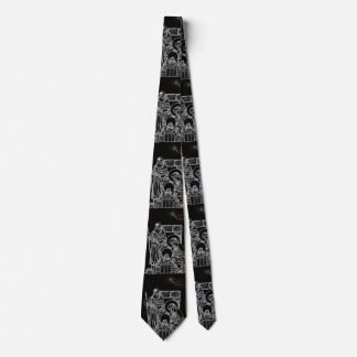 Corbata natividad de plata blanca negra