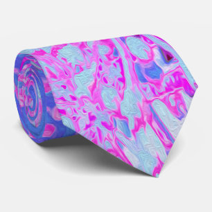 Corbata Naturaleza Retro Abstracta Fría en Rosa Caliente y