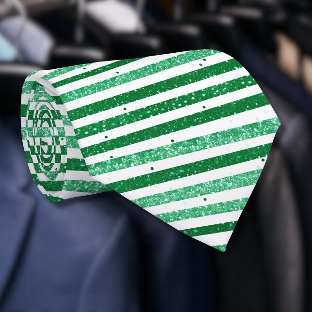 Corbata Nature Green White Horizontal Glitter Stripes (Subido por el creador)