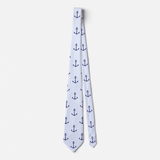 Corbata náutica para hombres Blue Anchors (Anverso)