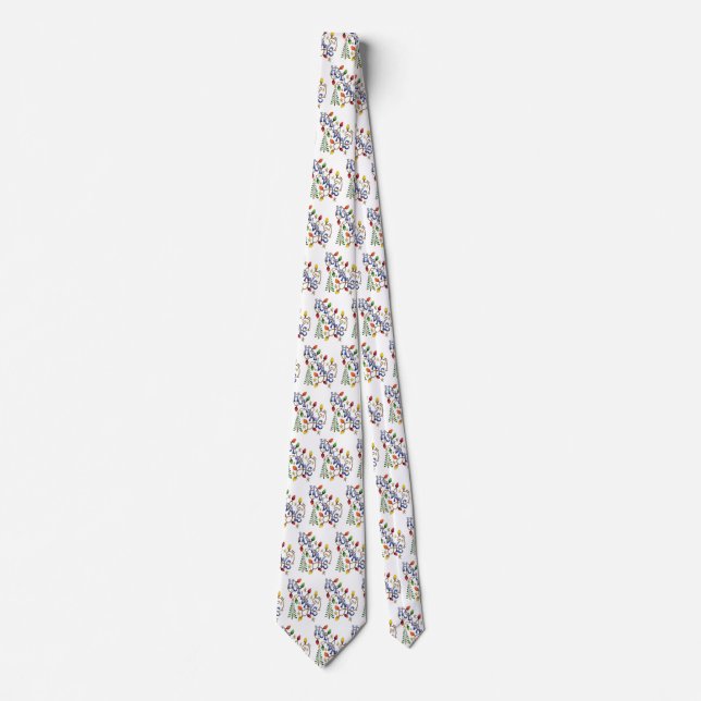 Corbata Navidad adorable, luces y estrellas con texto fest (Anverso)