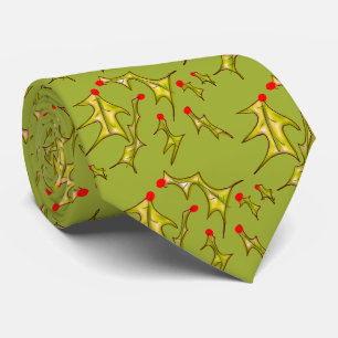 Corbata Navidad Alegremente Navideña Hojas en Verde Grinch