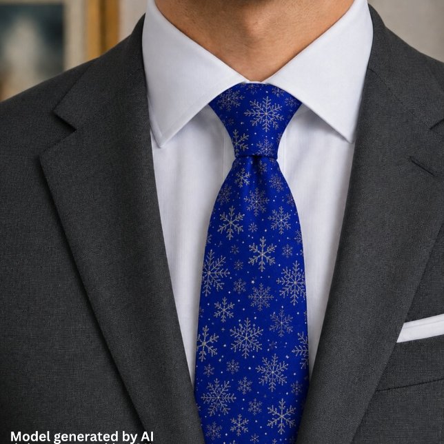 Corbata Navidad Azul Marino con Copos de Nieve Elegantes (Subido por el creador)