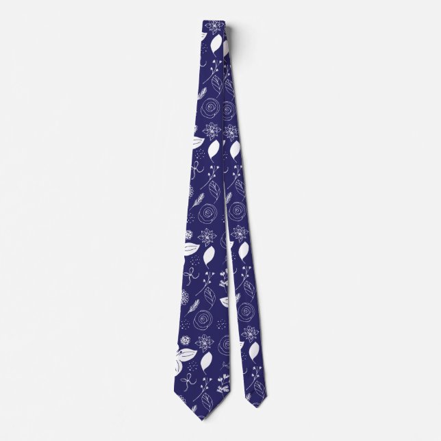 Corbata Navidad azul marino moderna  (Anverso)