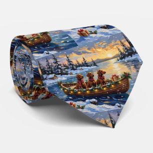 Corbata Navidad con Barco de Setter Rojo Irlandés