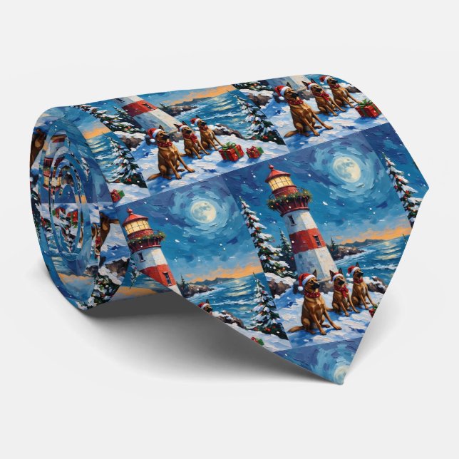 Corbata Navidad con Faro de Malinois Belga (Enrollado)