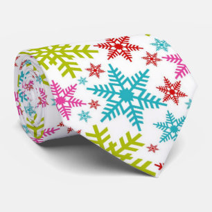 Corbata Navidad Copos de Nieve Coloridos Retro