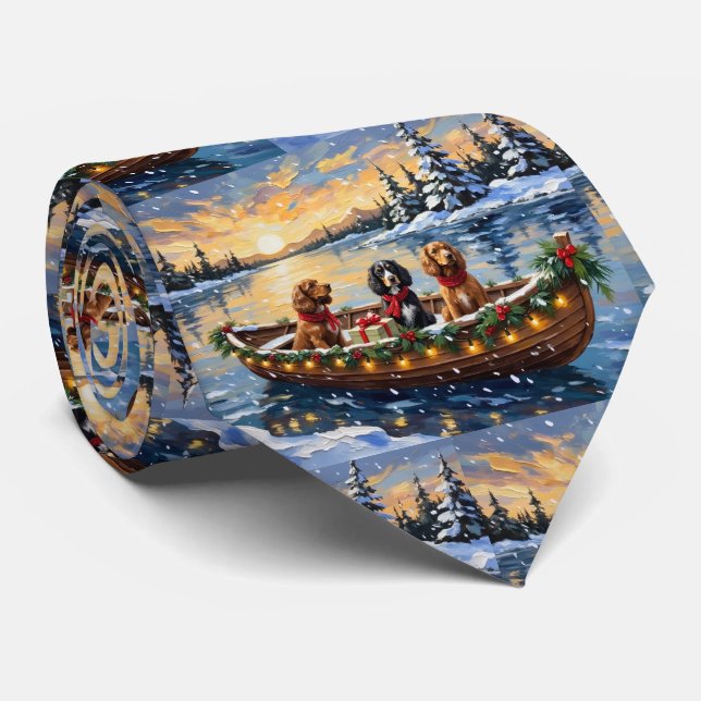 Corbata Navidad de barco con Cocker Spaniel (Enrollado)