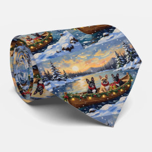 Corbata Navidad de barco de Bulldog Francés festivo