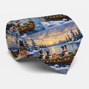 Corbata Navidad de Border Collie en Barco Fiesta