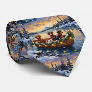 Corbata Navidad de Dachshund en Barco