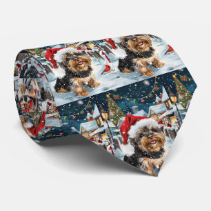 Corbata Navidad de invierno Biewer Terrier Dog Wonderland