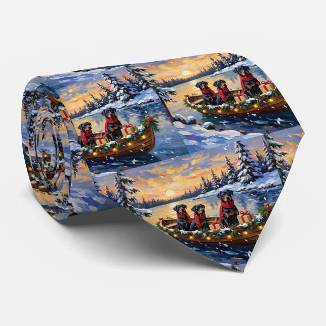 Corbata Navidad de Rottweiler en Barco Fiesta (Enrollado)