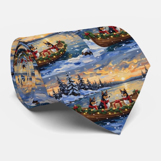 Corbata Navidad del barco de Basenji (Enrollado)