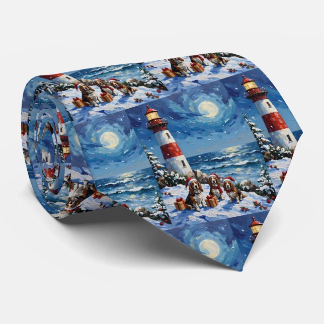 Corbata Navidad del Basset Hound Faro Fiesta (Enrollado)