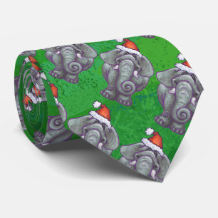 Corbata Navidad del elefante en verde