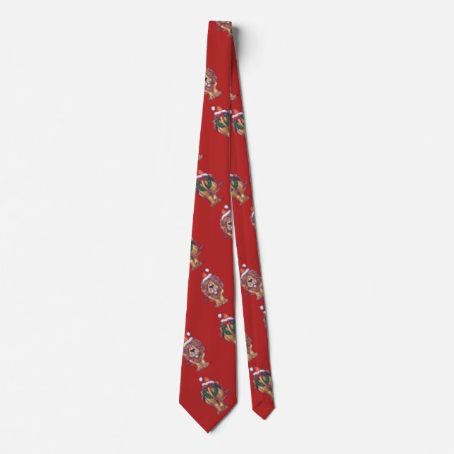 Corbata Navidad del león en rojo (Anverso)