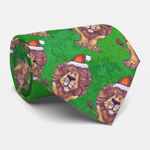 Corbata Navidad del león en verde