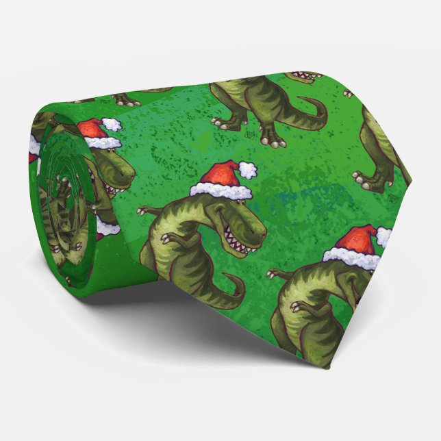 Corbata Navidad del Tyrannosaurus en verde (Enrollado)
