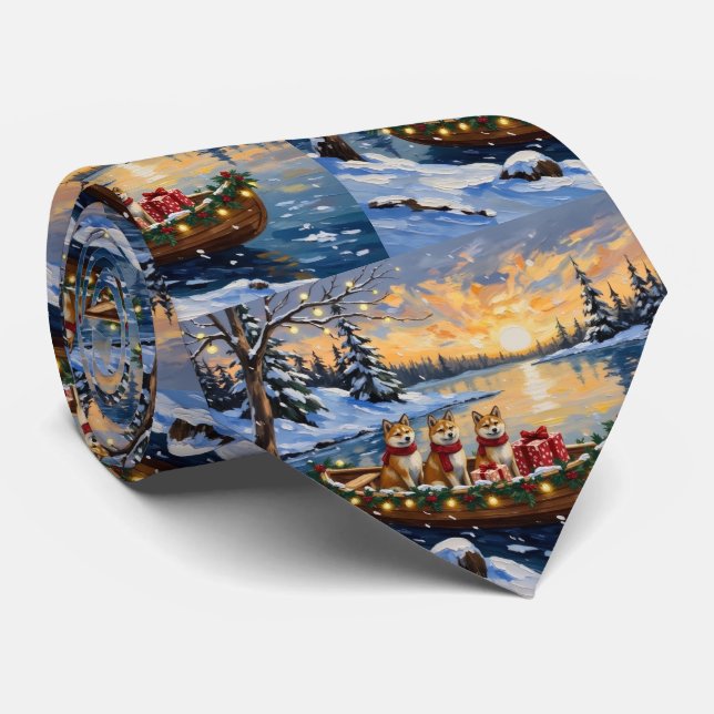 Corbata Navidad en Barco Akita Fiesta (Enrollado)