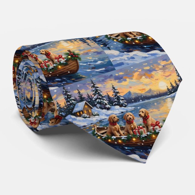 Corbata Navidad en Barco con Goldendoodle (Enrollado)
