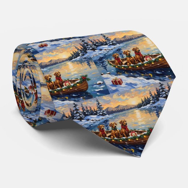 Corbata Navidad en Barco con Rhodesian Ridgeback Feriado (Enrollado)
