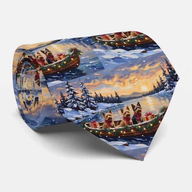 Corbata Navidad en Barco con Terrier Australiano Fiesta (Enrollado)