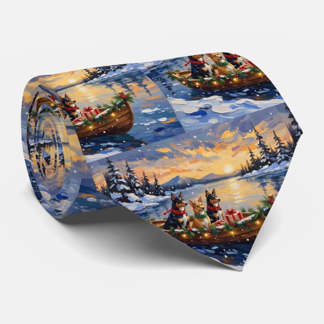 Corbata Navidad en Barco de Kelpie Australiano (Enrollado)