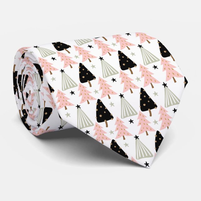 Corbata Navidad escandinava rosa (Enrollado)